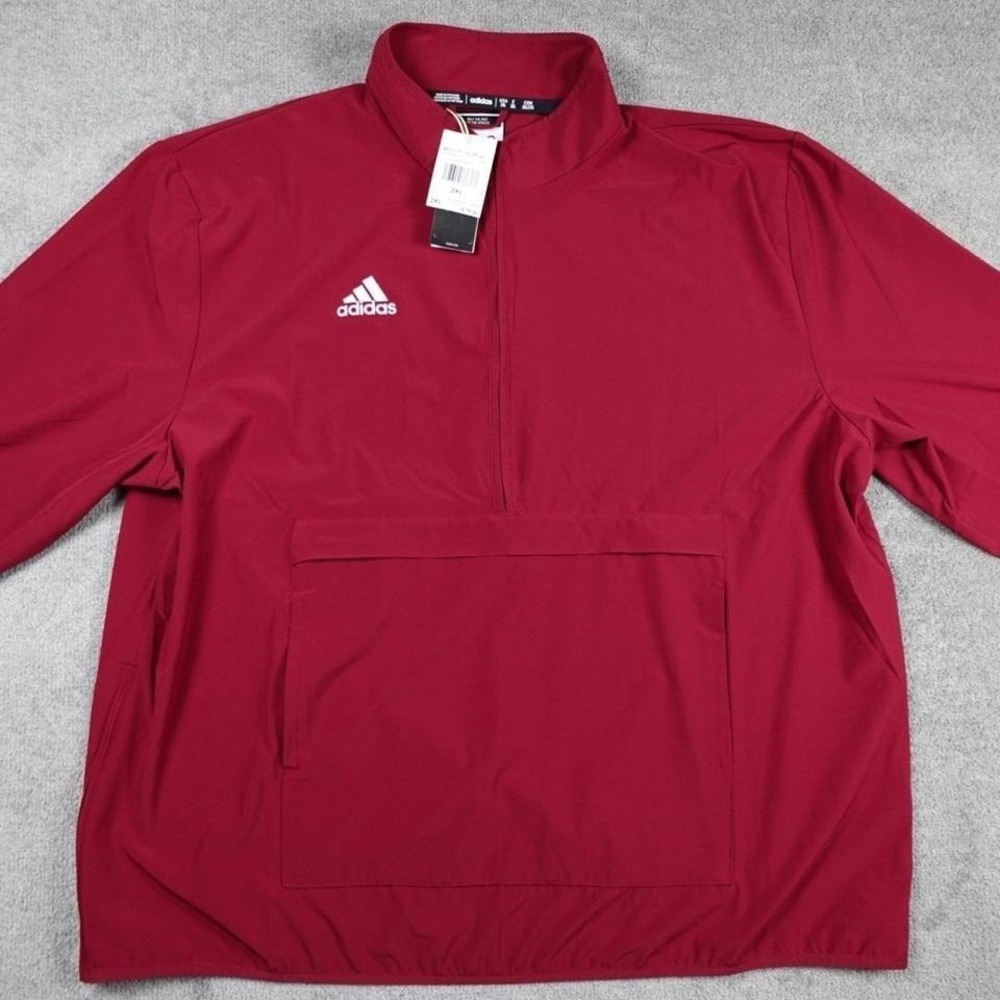 New Adidas 1/4 Zip Pullover Jacket Burgundy XXL Athletic Training Windbreaker